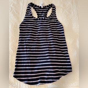 Lululemon Work Out Tank Size 6 Black and Greyish/Cream Stripes
